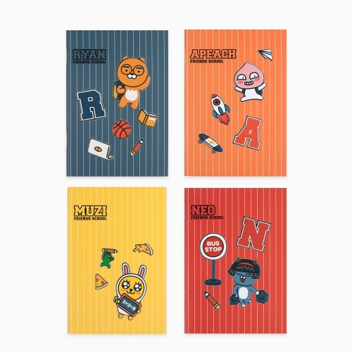 [카카오프렌즈] 스쿨테마 DIY PU노트 / 128x185mm / 1개입