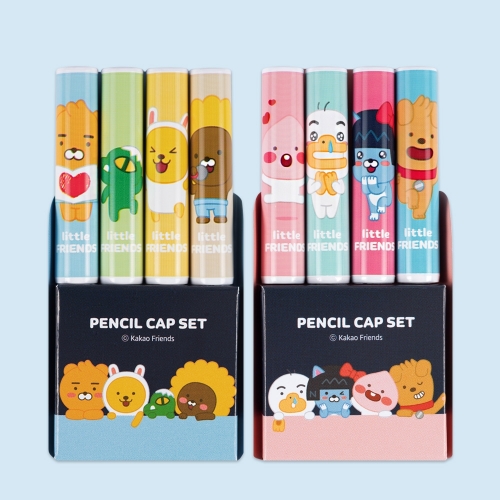 [카카오]리틀프렌즈 4본연필캡세트 / 40x90x10mm / 1개입